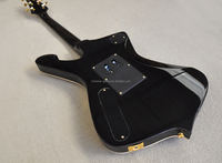 Black Unusual Shaped Electric Guitar Rosewood Fretboard Double Rock Bridge Gold Hardwares