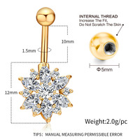 Bagues de nombril en acier chirurgical sans polissage, anneau chirurgical en forme de hibou papillon, Piercing pour le corps, 3a en Zircon cubique, 1 pièce, 40 modèles