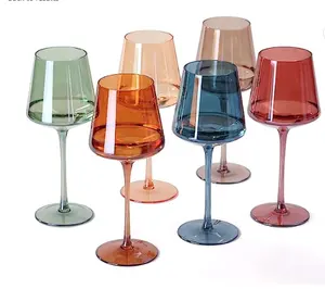 Home Hochzeit 600ml 20oz Einzigartiges Design Klassischer Stil Hand geblasen Bleifrei Kristall Mehrfarbig Weinglas Brandy Wein