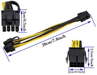 18AWG 12V Carte mère CPU 6Pin femelle vers double 8 broches mâle Carte graphique Splitter Câble d'alimentation 18AWG 15cm