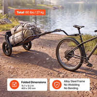 Remorque de vélo pliable pour le camping et la pêche, cadre métallique, grande capacité de chargement, remorque de vélo pour le transport de marchandises, pour la chasse