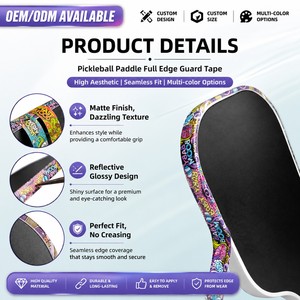 <span class=keywords><strong>Cinta</strong></span> Protectora para Borde de Raqueta de Pickleball con Diseños de Graffiti Personalizados, Ajuste Perfecto para Bordes Curvos, Sin Arrugas, Película Protectora para Raqueta - Product Image 3