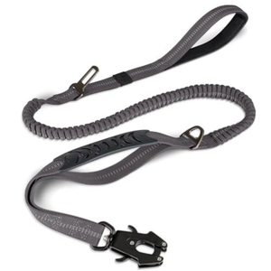 Correa táctica resistente para perros, cuerda elástica amortiguadora de 4-6 pies con 2 asas acolchadas, mosquetón de Metal, Clip para cinturón de seguridad para perros grandes - Product Image 5