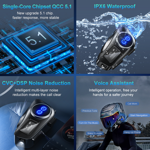 Y6X helm interkom sepeda motor grosir ekspor pabrik dengan obrolan grup instan 1KM dan radio FM Headset berbagi musik bersepeda - Product Image 6