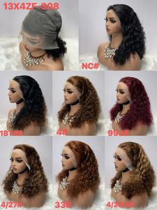 Pelucas Cortas y Rizadas de Encaje Frontal Coloridas, Cabello Humano Ombre Rubio Miel y Marrón Borgoña, Peluca Frontal de Encaje 13x4 para Mujeres Negras - Product Image 2