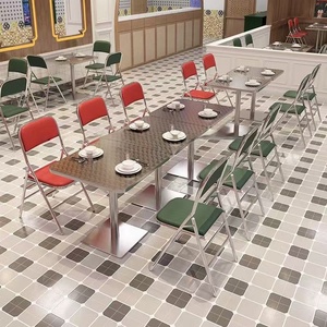 Mesas y Sillas <span class=keywords><strong>de</strong></span> Acero Inoxidable Resistentes para Restaurante, <span class=keywords><strong>Mesa</strong></span> y Sillas para Cafetería, Bar, Restaurante, Juego <span class=keywords><strong>de</strong></span> Muebles para Cafetería - Product Image 2
