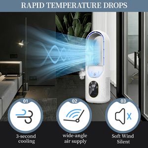 Quiet Bladeless Tower Fan, 6-Hour Timer Desktop Air <b>Cooler</b> with Humidifying Function, Wide-Angle Cooling for Home Office - Product Image 5