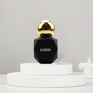 Flacon de parfum noir de 30ml avec logo personnalisé de forme irrégulière flacons de parfum en verre emballage de voyage vide