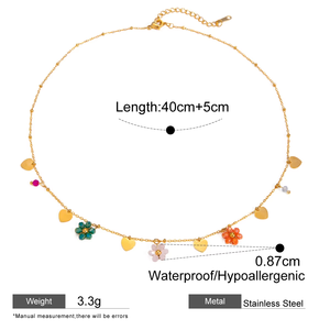 N & S Vintage 18K oro Acero inoxidable colorido cristal cuenta flor corazón colgante collar mujeres moda regalo cadena 40 + 5cm - Product Image 2