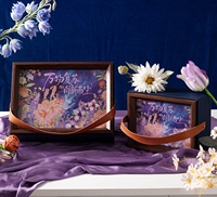 Boîte d'emballage moderne à impression numérique, avec couvercle rectangulaire bleu marine et couvercle de protection pour photos, pour la fête des Mères (pour les personnes âgées)