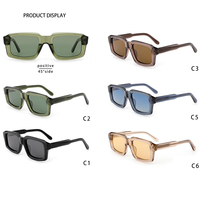 Lunettes de soleil polarisées UV400 carrées surdimensionnées à monture plate tendance 2025, lunettes de soleil vintage épaisses en acétate faites à la main de luxe rétro