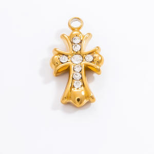 Colgantes de Moda, Dijes de Acero Inoxidable, Chapados en Oro de 18k, con Diseño de Diamante, Cruz, Llave, Luna, Corazón y Ojo, Accesorios de Joyería Unisex - Product Image 3