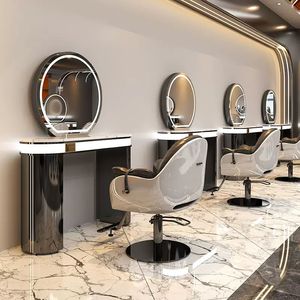 Espejos de salón de peluquería de lujo con marco dorado simple/doble, estación de peluquería, espejo de salón Led, otros muebles de salón - Product Image 3