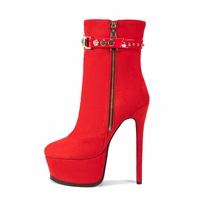 Taille 48 Stiletto talons hauts boucle sangle Sexy femmes Faux daim plate-forme mode bottines