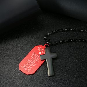 Medagliette per cani in alluminio cristiano religioso colorato <span class=keywords><strong>argento</strong></span> oro nero buona fortuna collana con ciondoli a croce in acciaio inossidabile per uomo - Product Image 6