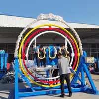Machine de jeu d'extérieur colorée pour parc, anneau spatial d'entraînement d'astronaute à rotation à 360 degrés
