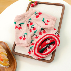 Suéter para Mascotas Súper Lindo con Estampado de Cerezas, Cálido y Cómodo, Ropa para Perros Pequeños para Otoño e Invierno, Feliz Año Nuevo - Product Image 2