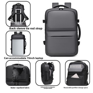 Tas bepergian pria, ransel kapasitas besar dapat disesuaikan, penutup ritsleting, tahan air Oxford 15 inci untuk bisnis luar ruangan - Product Image 2