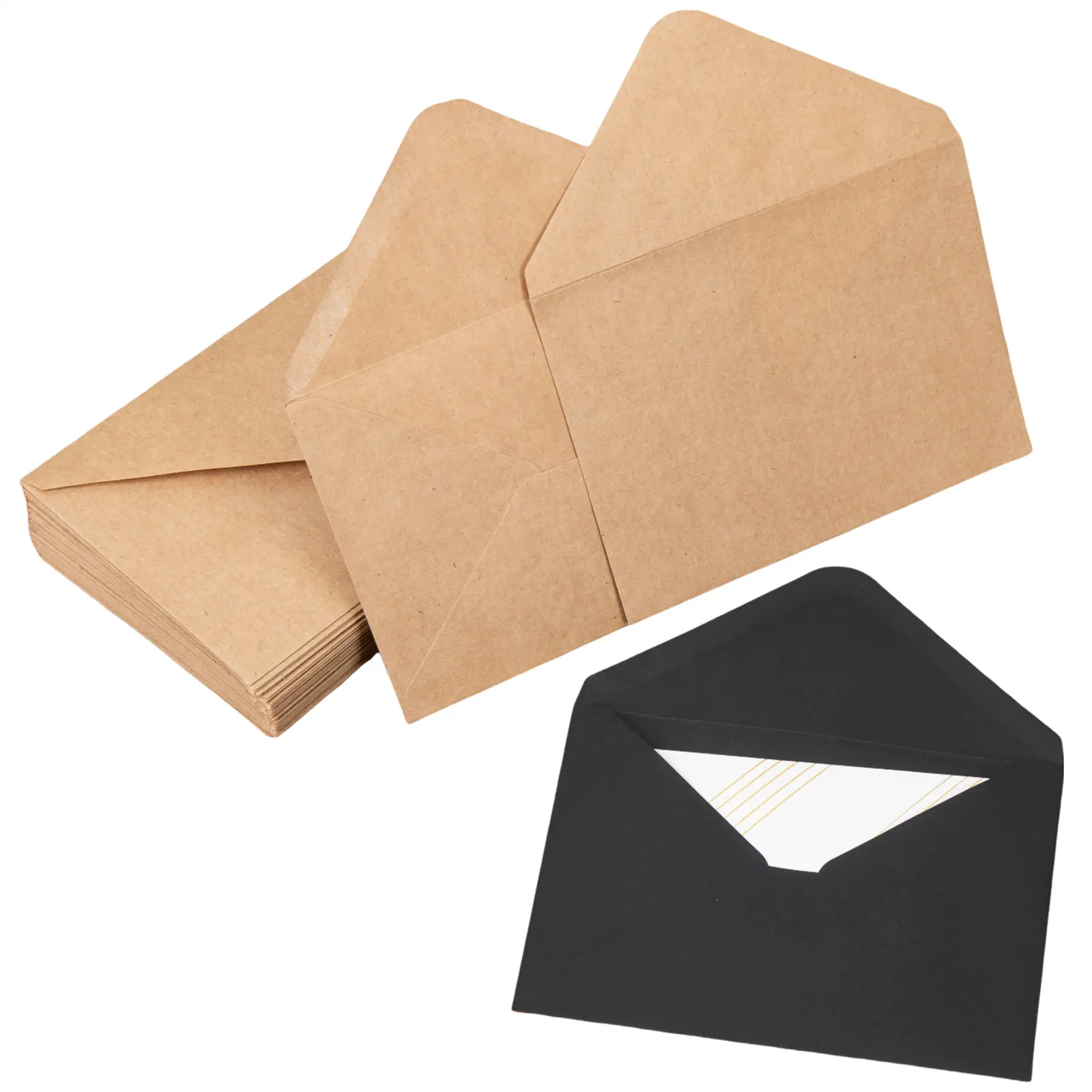 10x7 cm Small Water Self-adhesive Brown Black Colorful Eco-friendly Kraft Paper Storage Packet Bag for Mini Cash Envelopes
