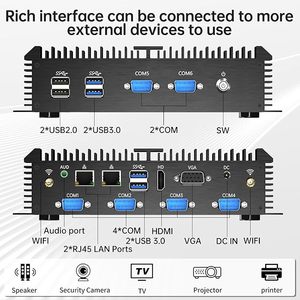 อุตสาหกรรมมินิพีซีเดสก์ท็อปคอมพิวเตอร์ไร้พัดลม คอร์ I7-5500U 2.4-3.0GHz <span class=keywords><strong>Windows</strong></span> <span class=keywords><strong>10</strong></span> Pro 16G RAM 512G SSD Dual LAN 6xCOM RS232 - Product Image 5