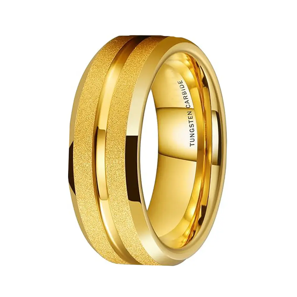 18k gold tungsten new style men tungsten carbide wedding band gold plated men ring wholesale supply small quantity