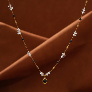 Squisita Collana di Perle e Ametista Naturale, Regalo di Anniversario, Gioiello di Alta Gamma in Acciaio e Oro 18K per Lei - Product Image 1