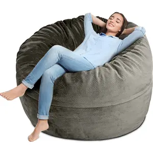 Fauteuil géant de 4 pieds rempli de mousse à mémoire de forme Pouf paresseux avec housse en velours