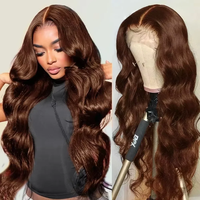 Perruque Lace Frontale Ondulée Chocolat Marron Cheveux Humains Densité 250 Perruques Frontales en Dentelle 30 Pouces 13x6 Dentelle HD Transparente Perruques Humaines