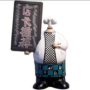 Estatua de <span class=keywords><strong>Chef</strong></span> Gordo de Cocina de Estilo Europeo de Poliresina de 15 Pulgadas con Tabla - Product Image 1