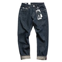 Jean droit rétro américain pour homme, denim mi-lourd couleur originale, délavé, séchage rapide, Red Ear Ami Khaki, pantalon long décontracté, printemps