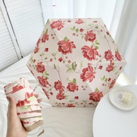 Mini parapluie de poche de luxe pour femmes, élégant, 6 plis, protection UV, soleil et pluie, léger, portable, parapluie pliable