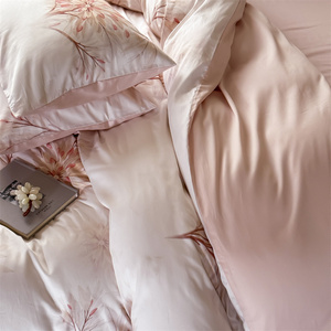 Parure de lit 4 pièces en coton 100% 300TC certifiée OEKO-TEX avec motif floral végétal, personnalisable avec logo, <span class=keywords><strong>prix</strong></span> abordable - Product Image 3