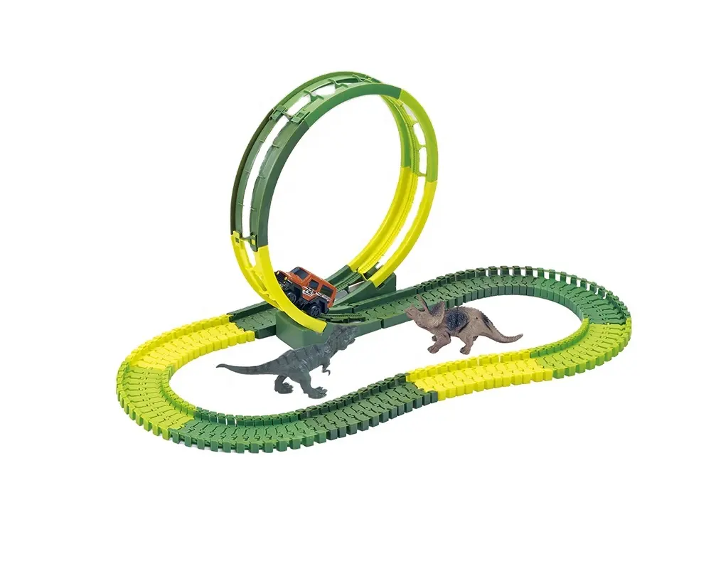 LONGXI 245 PCS dinosaure Construction Toys camion course voiture piste jouet Flexible véhicule ferroviaire machine à sous assemblage jouets pour enfants