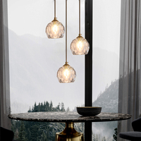 Lámpara Colgante de Techo de Cristal Dorado y Cobre, Estilo Nórdico Moderno, Altura Ajustable, Cuidado de la Vista, Garantía de 2 Años, para Cocina