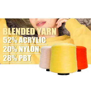 Manufacture Supplier 52%Acrylic 28%PBT/Polyester 20%Nylon 28S/2 Mohair Blended Core Spun Yarn For Sweaters Factory