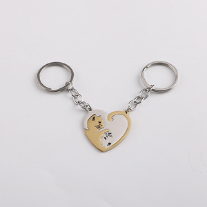 Nouveauté 2026 : Porte-clés Cœur <span class=keywords><strong>et</strong></span> Chat en Acier Inoxydable pour Couples (Hommes <span class=keywords><strong>et</strong></span> Femmes) – Accessoire de Sac Étudiant, Anneau de Clés - Product Image 4