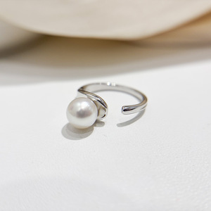 Ensemble de bagues en argent S925 avec accessoires en perles DIY 10772, édition légère vide, perles rondes plates de 6 à 8 mm incluses - Product Image 3