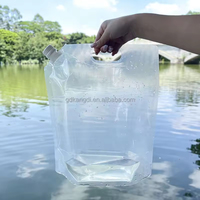 Pochettes souples pliables personnalisées de 1L à 10L en PET transparent de qualité alimentaire sans BPA, imprimées en héliogravure, avec bec verseur, pour le stockage d'eau minérale – 5L en stock