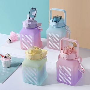 ODM OEM Square Pot Water Bottle Custom Print Brand Logo Custom 1500ml Gift Cup High Capacity Gradual Color Sports Water Flask - Product Image 2