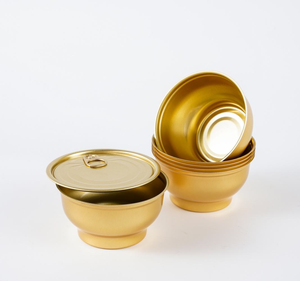Bol en aluminium doré toutes capacités avec couvercle en plastique PET, écologique, qualité alimentaire, pour soupes ou autres usages, <span class=keywords><strong>prix</strong></span> de gros - Product Image 2