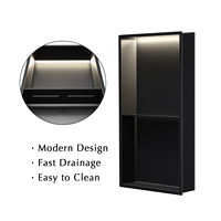 Niche murale de douche en acier inoxydable 304 personnalisée en gros étagère de salle de bain à éclairage LED moderne avec un design encastré facile à installer
