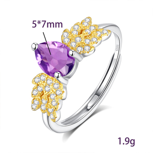 9 Bagues délicates en pierre naturelle taille poire 5*7mm, en argent sterling 925 plaqué or, style plumes bohème, bijoux de soirée pour femmes - Product Image 6