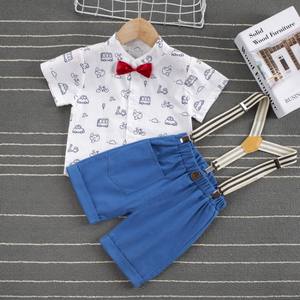 Productos Más Vendidos en China, Camisetas Divertidas de Algodón con Cuello Redondo y Estampado de Dibujos Animados para Niños, Pantalones Overol Azul Claro - Product Image 1