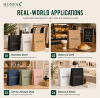 Sac de livraison alimentaire personnalisé en papier kraft avec poignée pour restaurant, salade, restauration HONPAK