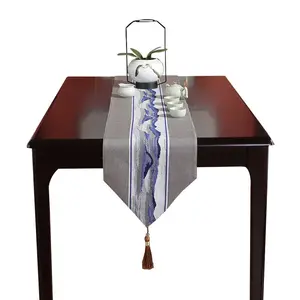 नई चीनी शैली टेबल रनर टेबल फ्लैग फैब्रिक नीला टेबल क्लॉथ VP-HG006