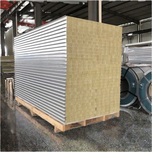 100mm chất lượng cao chống cháy Kim Loại Đá len Tấm bánh <span class=keywords><strong>sandwich</strong></span> cho kho lợp và cách nhiệt tường trong các dự án kỹ thuật - Product Image 3