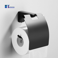 Ensemble de porte-serviettes de bain fixe à 3 barres en acier inoxydable noir mat avec accessoires de douche, accessoires de salle de bain à fixation murale