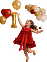 Robe d'anniversaire rouge élégante sans manches pour filles, avec grand nœud et ourlet à volants, robe de princesse, Vestidos De Fiesta, vêtements pour enfants, boutique