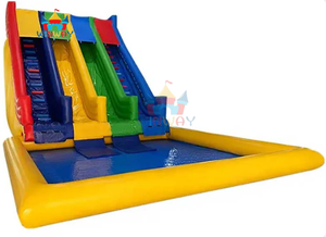 Tobogán Acuático Inflable de Cuatro Carriles con Forma de Arcoíris - Tobogán Acuático Infantil para Exteriores con Piscina para Fiestas y Jardín - Product Image 3