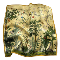 Écharpe en Soie de Mûrier 6A de Haute Qualité, Imprimé Botanique Élégant, Foulard pour le Cou, Faible MOQ, Échantillon Disponible en 7 Jours